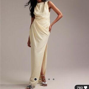ASOS DESIGN Bridesmaids draped overlay crepe maxi dress in soft yellow